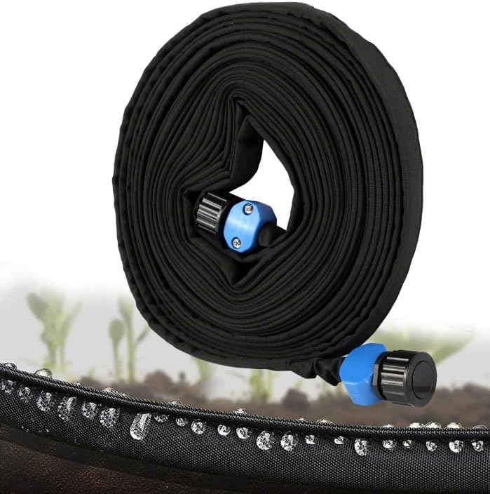 Flat Soaker Hose for Garden Beds, 1/2" Linkable Consistent Drip Irrigation Hose Save 80% Water, Leakproof Heavy Duty Double Layer Sprinkler Hose Black (25ft) - Image 2