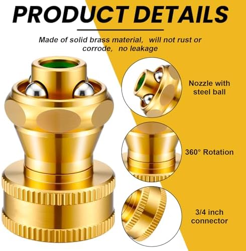 Hotop 9 Pack Big Shot Brass Hose Nozzle Adjustable Twist,3/4 Inch - Image 3