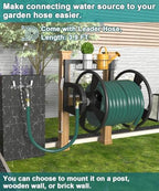 Artigarden Outdoor Wall Mounted Hose Reel with Hook, Garden Heavy-Duty Water Holder Winder with 3.9 ft Leader Hoses, Brass Fitting and Storage Basket for Yard, Holds 125 Ft of 5/8-Inch Hose, Black - Image 2