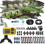 Drip Irrigation System, 165FT Garden Watering System with Water Timer for Garden Hose, Garden Irrigation with Soaker Hose & 3 Adjustable Nozzles, 80PCS Tool-Free DIY Setup for Greenhouse, Lawn by Deepoter