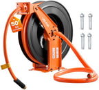 VEVOR Retractable Air Hose Reel, 3/4 Inch x 50 FT PVC Air Hose Max 300PSI, Auto Rewind Air-Compressor Hoses Reel with 5 ft Lead in, Ceiling/Wall Mount Heavy Duty Steel Double Arm by VEVOR
