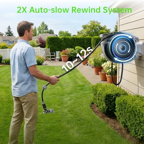 Retractable Garden Hose Reel, 100ft 5/8 inch Water Hose Reel for Gardening - Image 6