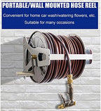 Garden Hose Holder Hose Reel Tool, Wall/Floor Mounted Water Hose Hanger, Retractable Hose Reel Butler Holder Hand Crank Swivel Bracket, Stainless Steel Organizer Water Hose Storage Stand - Image 7
