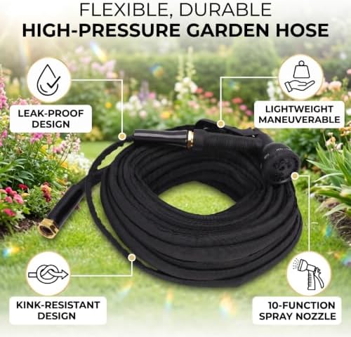 Asixxsix 75ft Garden Hose with 10 Function Nozzle, No Kinking - Image 2