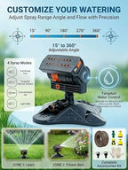 2026 Upgraded 16-Nozzle Oscillating Sprinkler with Dual-Zone Sprinkler Water Timer Heavy Duty Yard Irrigation Adjustable Rotating Lawn Coverage Tool for Outdoor Plants Automatic(2PCS Green) - Image 3