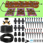 233FT Drip Irrigation System Kit with Quick-Connect System,33FT 1/2" Mainline & 200FT 1/4" Tubing,Brass Y-Type Splitter,Adjustable Nozzle Types.Garden Efficient Sprinkler System Kit by NABAOXUN