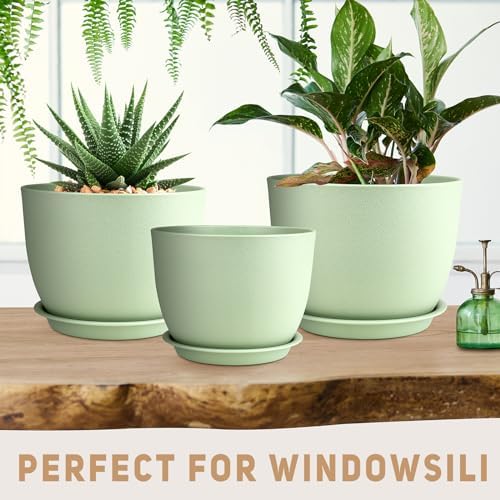 YNNICO Plant Pots 12/10/9 inch Set of 3, with Multi Mesh Drainage Holes - Image 4