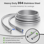 Giraffe Tools Garden Hose 100ft x 3/4", 304 Stainless Steel Metal Water Hose, No Kink Garden Water Hose with 9 Pattern Spray Nozzle, Flexible, Lightweight, Kink Free Hose for Yard, Outdoor - Image 2
