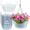 10" 12-Pack Clear Hanging Plant Basket Drip Pans Water Catcher Tray by VIOBEPASS