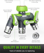 RAINPOINT Hose Splitter, 3 Way&2 Way Set, 100% Metal Heavy Duty Garden Hose Splitter With Extra Long Handle & Individual Shut Off, 3/4 Inch GHT Thread Water Hose Connector For Outdoor Spigot Faucet - Image 5