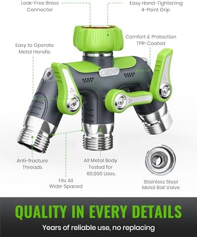 RAINPOINT Hose Splitter, 3 Way&2 Way Set, 100% Metal Heavy Duty Garden Hose Splitter With Extra Long Handle & Individual Shut Off, 3/4 Inch GHT Thread Water Hose Connector For Outdoor Spigot Faucet - Image 5