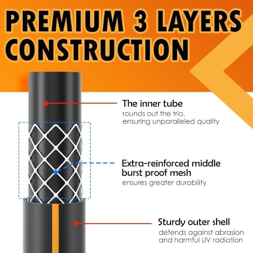 100 ft Garden Hose, 5/8 in Hybrid Rubber, Heavy Duty Water Hoses - Image 4