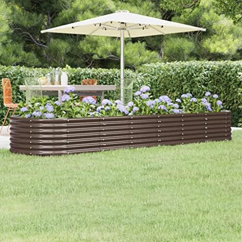 Metal Garden Raised Bed 116.5x31.5 in Outdoor Brown Planter Box - Image 2