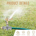 Blushtier 2 Pack Brass Impact Sprinklers for Yard Adjustable Lawn Sprinkler with Heavy Duty Brass Head and Aluminum Spike Base Tape Lawn Equipment for Large Area Yard Patio Garden Irrigation - Image 4