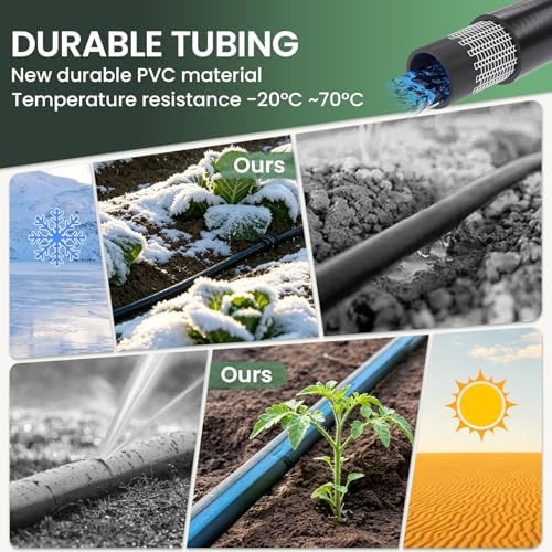 40FT 1/2 Inch Drip Irrigation Tubing Extension Hose, Main Line Watering Tube for Expanding Garden Irrigation Systems with 2pcs 6-Way Quick Connector - Image 3