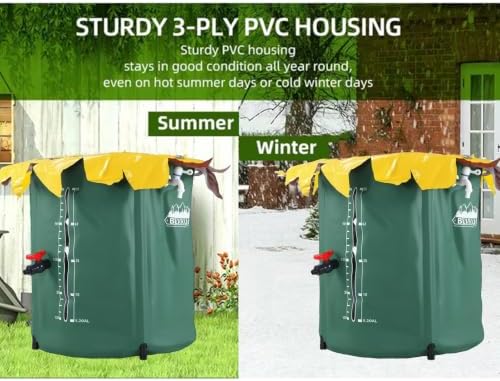 52 Gallon Rain Collection System Collapsible PVC Water Storage with Three Spigots Water Barrel Collector Garden Water Catcher - Image 6
