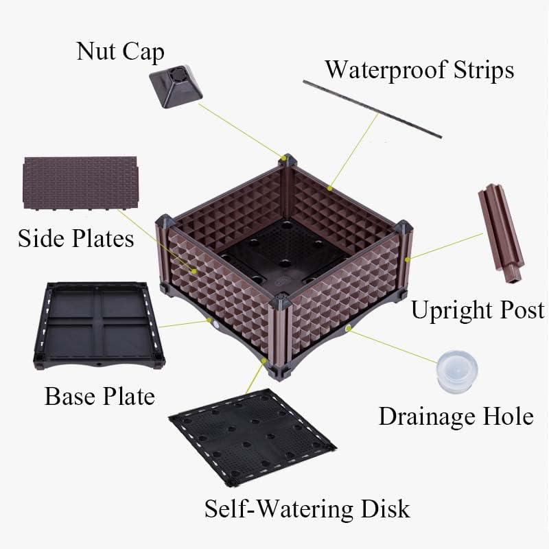 YSUEFIJO Raised Garden Bed Outdoor, Elevated Plastic Planter Box, Garden Grow Box Patio Gardening Planter Box, with Water Design & Drainage Holes, for Flower Vegetable Herbs - Image 5