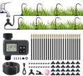 100FT Smart Drip Irrigation System with Water Timer – Automatic Garden Watering System with 360° Bendable Hose & 24 Adjustable Nozzles for Garden, Yard, Lawn,Compatible with 3/4" & 1/2" Hose by XHIKOWAT