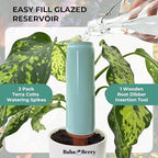 Terracotta Watering Spikes 2 Pack 17.5oz Capacity Plant Watering Devices Self Watering Spikes Large Plant Watering Globes Self Watering Planter Insert AcquaTerra with Root Dibber Installer - Image 5