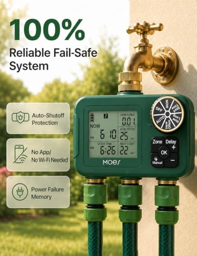 MOES 3-Zone Water Timer for Garden Lawn Hose, Brass 3/4 Inlet & Outlets - Image 6
