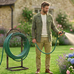 Heavy Duty Garden Hose Holder Stand with Basket, Freestanding Outdoor Organizer - Image 2