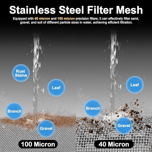 Garden Hose Filter Attachment with 100 Mesh and 40 Mesh Stainless Steel Screen,Brass Filter Pressure Washer Inlet for RV Camping Car Wash Rainwater Filtration (with Valve) - Image 4