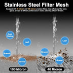 Garden Hose Filter Attachment with 100 Mesh and 40 Mesh Stainless Steel Screen,Brass Filter Pressure Washer Inlet for RV Camping Car Wash Rainwater Filtration (with Valve) - Image 4