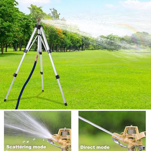 Sprinklers for Yard on Tripod, 2 Pack Heavy Duty 360 Degree Impact Lawn Sprinklers for Yard and Gardens, Adjustable Base with Sprinkler Head Nozzle and 3/4" NH Inlet Hose Connection - Image 6