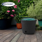 Suncast 4 Pack 14" x 12" Round Resin Decorative Weatherproof Outdoor Hideaway Standard Garden Hose Storage Pot with Drainage Holes, Gray - Image 5