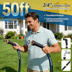 Garden Hose 50FT Non-expandable Heavy Duty, Kink-free Flexible Water Hose, Leak-proof Hybrid Pipe with Brass Fittings for Garden, Car Washing & Household Cleaning - Image 5