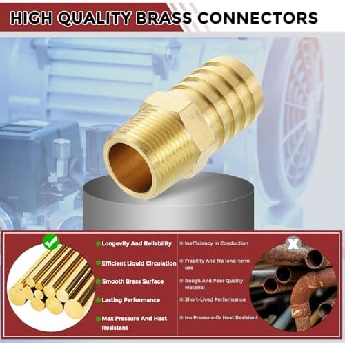 8pcs Brass Hose Barb Fittings 1" Hose Barb to 3/4" NPT Male - Image 4