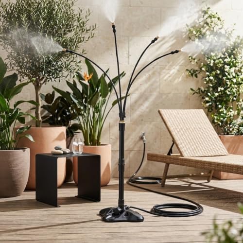 Adjustable Standing Misting Cooling System with 26.2ft Hose, 4 Brass - Image 3