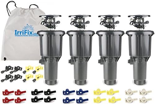 Rain Bird Maxi-Paw 2045A Impact Rotor Sprinkler - 4 Pack in a Sack Includes 7 Different Nozzles for Each Head by IrriFix