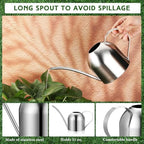 2 Pcs 33 oz Metal Watering Can Indoor Plants 10 oz Mister Spray Bottle Set Stainless Steel Watering Cans with Long Spout Sprayer Mister for House Outdoor Plants Succulents Garden (Silver) - Image 3