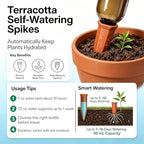 VVU Terracotta Watering Stakes for Plants, Slow-Release Plant Watering Spikes, Bottle-Fed Self-Watering Devices for Indoor and Outdoor Plants, Vacation Plant Care, 8 Pack - Image 3