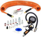 18 Pieces Air Compressor Accessories Kit with Recoil Poly Hose by FYPower