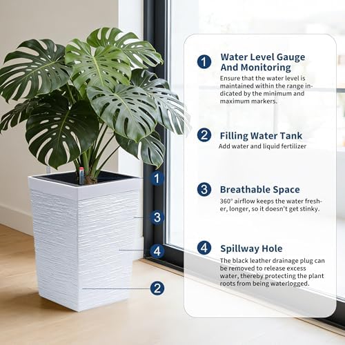 Tall Outdoor Planters Set of 2, 16" Planters for Outdoor Plants - Image 2