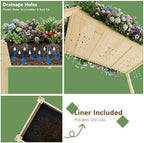 Raised Garden Bed with Legs, 48x24x30in Tall Wooden Elevated Planter Box with Liner for Flowers Vegetables Herbs, Wavy Profile Outdoor Raised Bed for Balcony/Patio/Backyard - Image 4