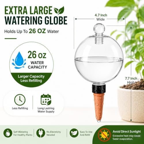 26oz EX-Large Self Watering Globes with Cover (6 PCS) - Image 2