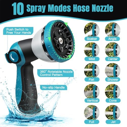 Gardentime 75FT Non-Expandable Garden Hose, Heavy Duty Flexible Water Hose with Leakproof 3/4" Fittings 10 Modes Spray Nozzle, Kink-Free, Lightweight & Durable for Yard, Lawn, Garden & Outdoor Use - Image 4