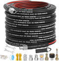 Sewer Jetter Kit for Pressure Washer 100FT, Drain Cleaner Hose 1/4 Inch NPT, NPT Corner Swivel and Push Button Nose Sewer Jet Nozzle Wrenches Gloves Waterproof Tape Pearl Brooch,5800PSI by SITIMIMIL