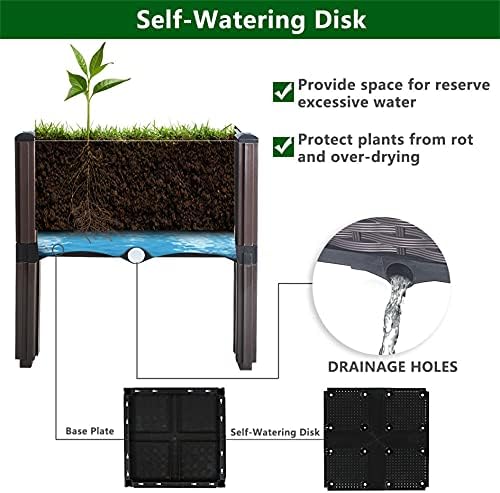 1 Set Plastic Raised Garden Bed, Vegetables Plant Raised Bed Kits Elevated Planting Container with Legs for Indoor & Outdoor Use, Brown - Image 4