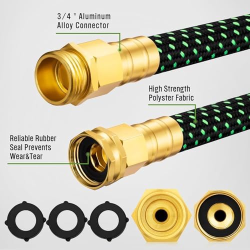 HBlife 150ft Garden Hose, Non Expandable Garden Hose with 10 Function Sprayer Nozzle, Flexible Lightweight Water Hose for Yard, Lawn, Car Wash and Outdoor - Image 2