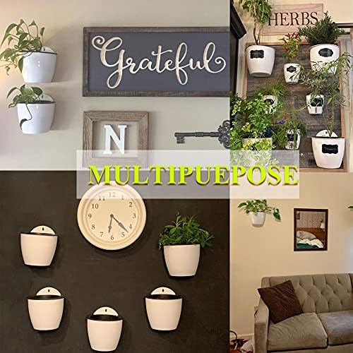 HOIGON 10 Pack 7 Inch Lazy Flower Pots, Self Watering Wall Hanging Plastic Planters with S-Hooks and Wicks, Water Hanging Plants Pot for Indoor Outdoor Orchids African Violet, White - Image 7
