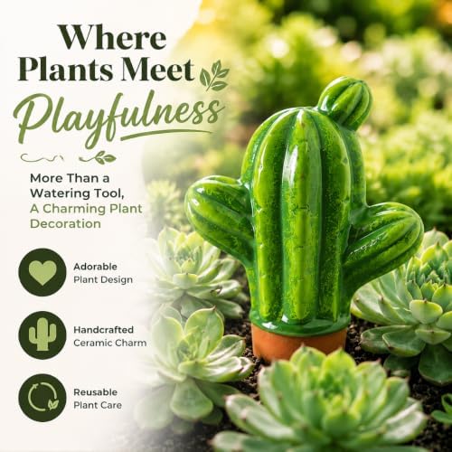 SURE YUESI 4PCS Self Watering Globes, Automatic Terracotta Watering Bulbs - Watering Spikes, Vacation Plant Watering Devices System, Plant Watering Globes for Indoor and Outdoor Plants - Cactus - Image 3