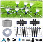 115FT Drip Irrigation Kit,24pcs 1/4 inch Tandem atomizing Nozzle,Quick-Connect Automatic Drip Irrigation System,Suitable for Watering Plants in Flowerpot Elevated Bed. by FUJINIRRI