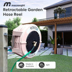 Macnaught Retractable Garden Hose Reel, 82 Ft Water Hose Reel Heavy Duty Retractable Hose with Metal 180° Swivel Rotation Bracket for Wall Mount - Beige - Image 3
