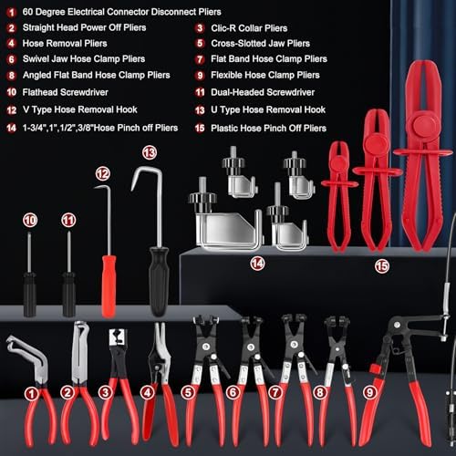 20 PCS Hose Clamp Pliers Set, Pinch Off & Disconnect Tools for Auto - Image 2
