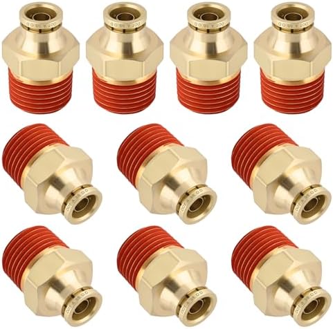 DOT Approved Male Straight Brass Union 3/8" Tube x 1/2" NPT, 10PCS by BOERAY