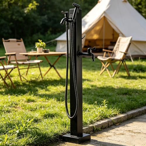 Outdoor Yard Hydrant Floor-Mounted Water Column Dual Outlet Tap Hose Stand by Gaommini
